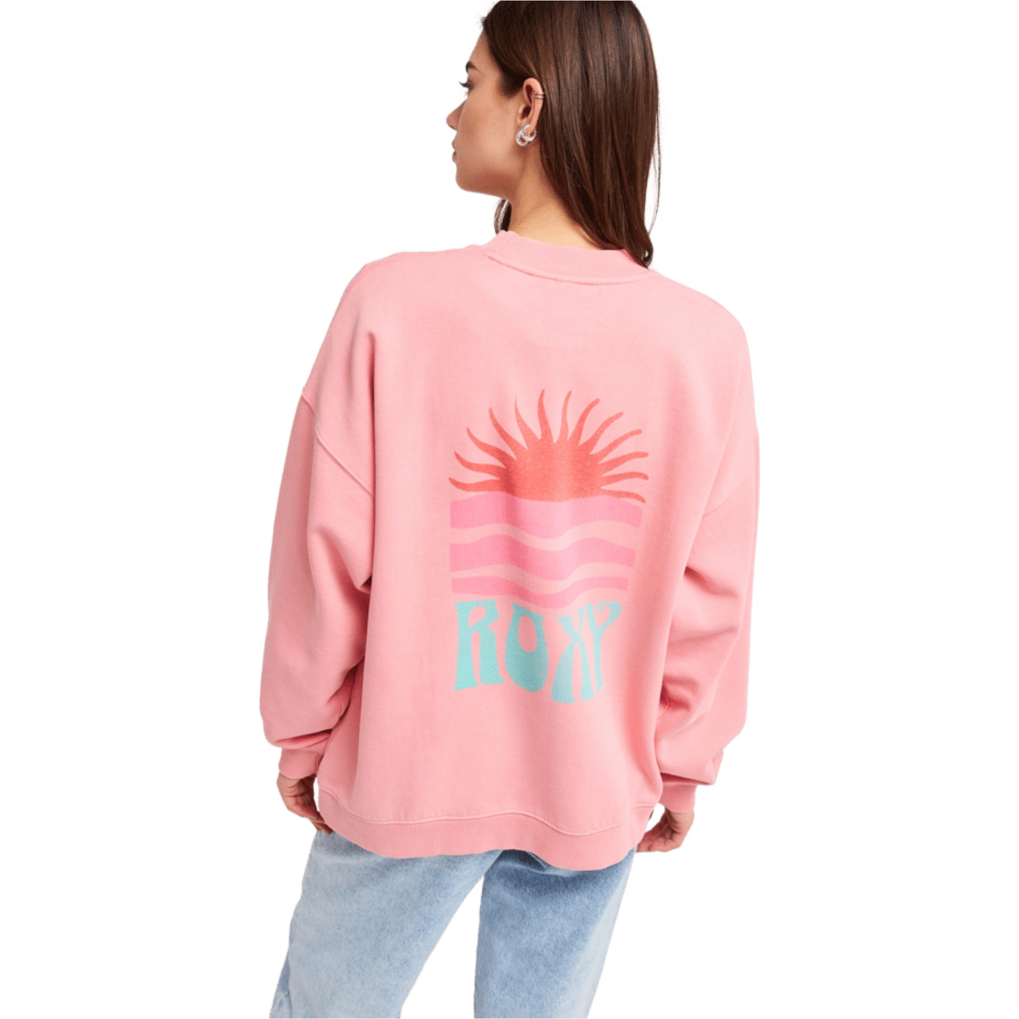 2026 Roxy Da Donna Lineup Oversized Crew Neck Fleece ERJFT05069 - Plumeria